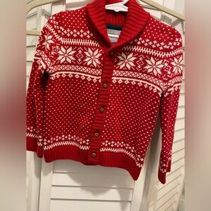 TAHARI Kids Cotton Blend “Snowflakes Cardigan Sweater”Size 24mo Red/White NWT